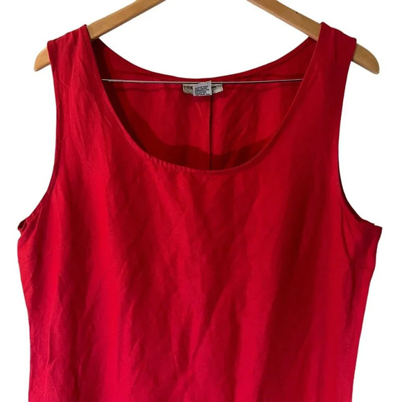 Marla Kim Vintage Red Dress XL Fringed Hem Sleeveless Tank Woven Lightweight - Picture 3 of 6